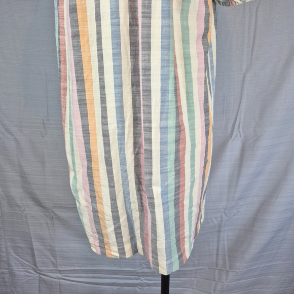 Madewell Mini Dress Womens XXS Puff-Sleeve Trapeze in Rainbow Stripe Colorful - Picture 4 of 14